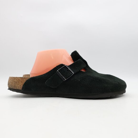 Birkenstock Boston Clog Men's US 11 EU 44 Black Suede Sandals Soft Footbed Shoes - Picture 1 of 11